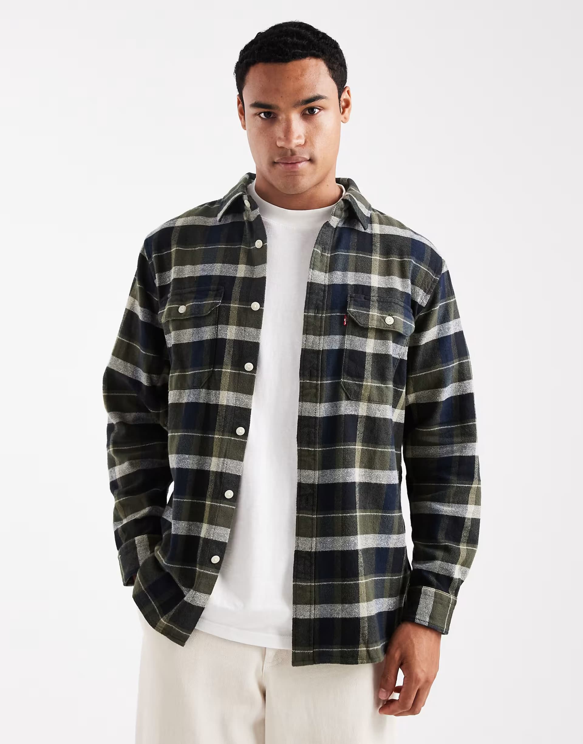 ASOS Levi's jackson check flannel worker shirt in dark green