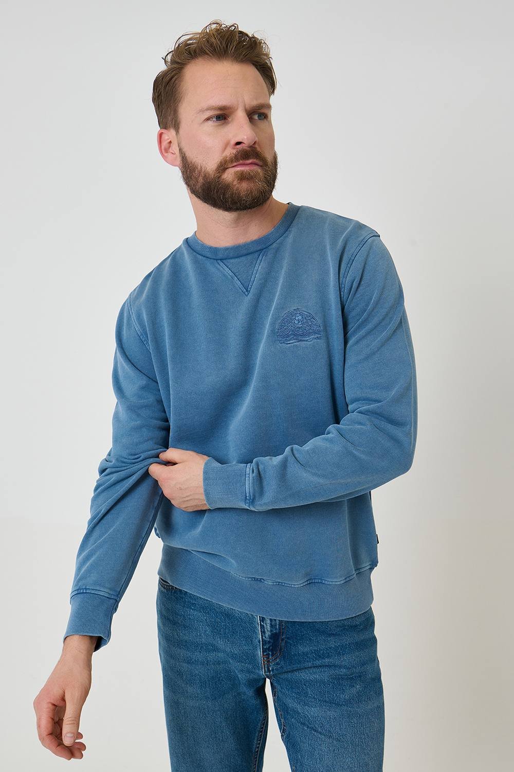 Saltwell Saltwell Men's Crew Neck Cotton Sweatshirt in Blue - 2