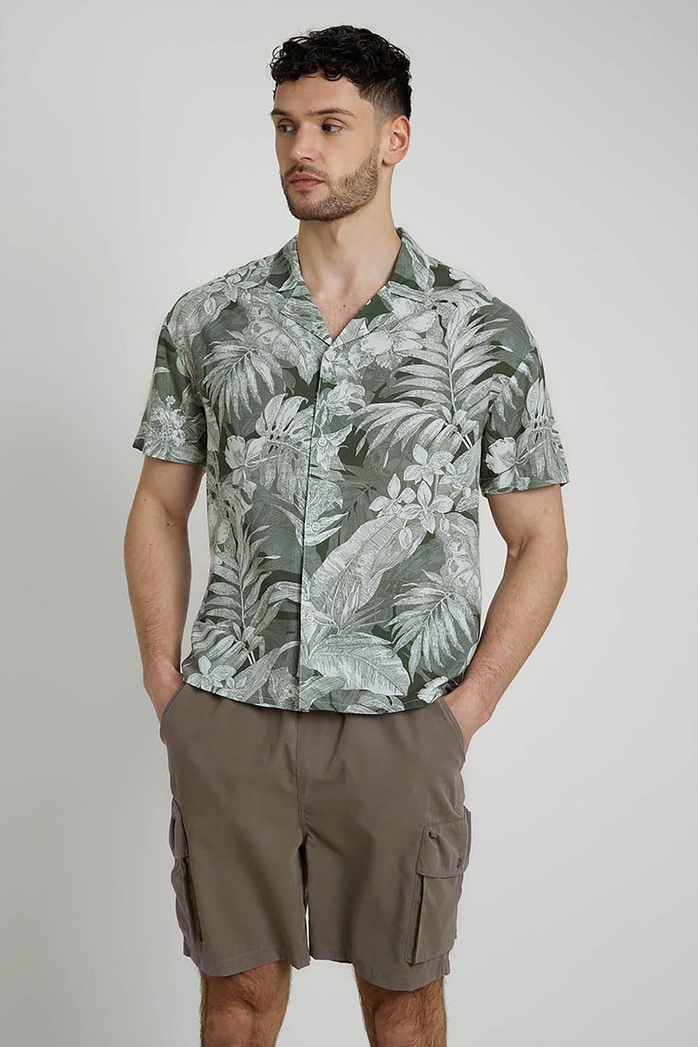 Native Youth Men's Botanical Printed Boxy Fit Short Sleeve Shirt