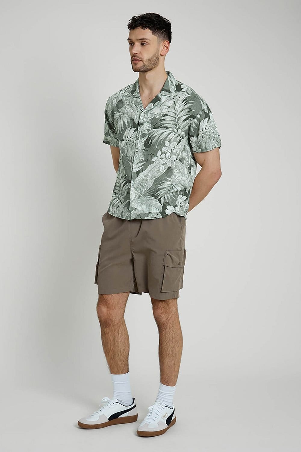 Native Youth Native Youth Men's Botanical Printed Boxy Fit Short Sleeve Shirt in Green - 4