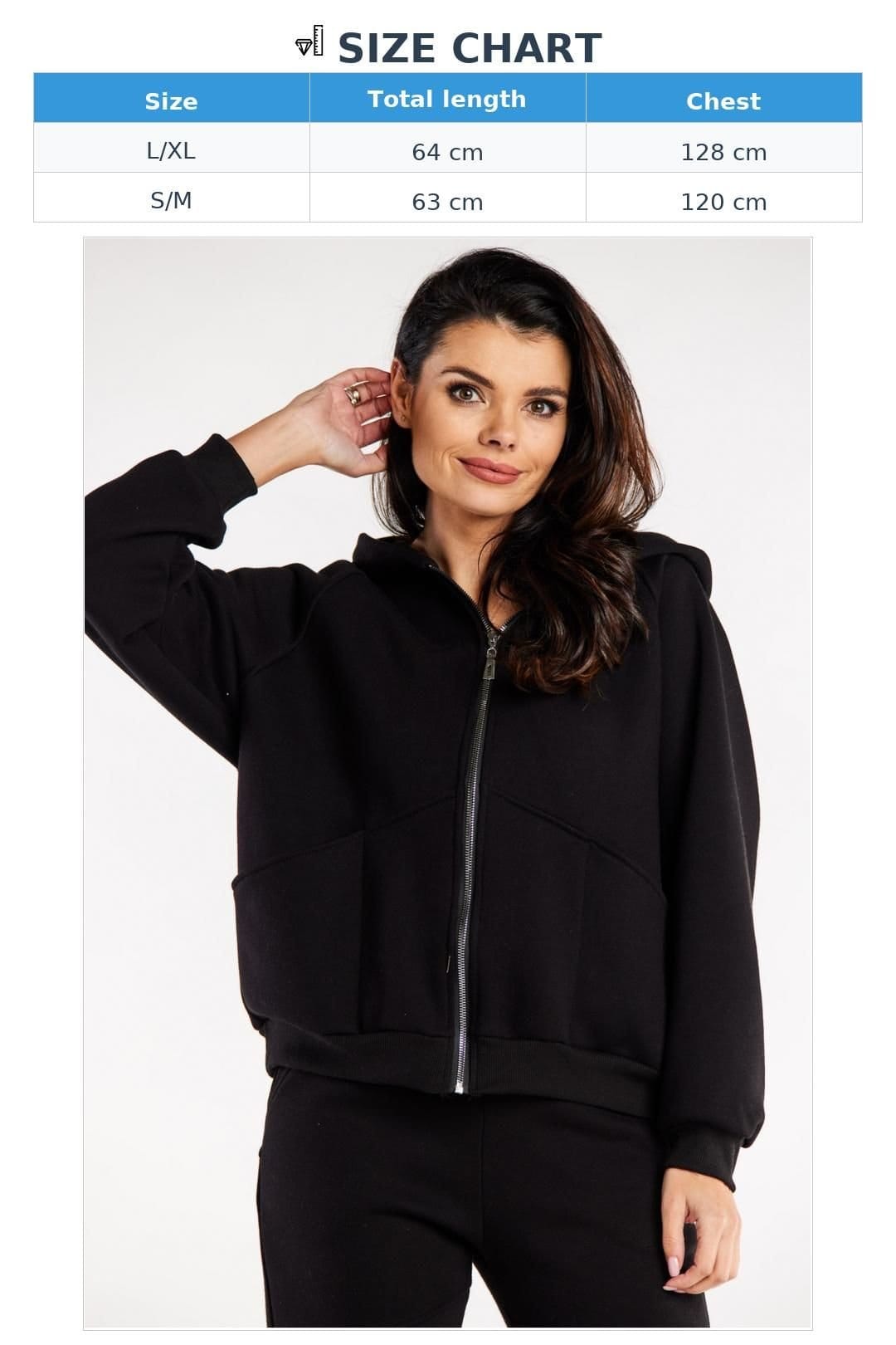 Love Lace Love Lace Women's Loose Zipper Hood Sweatshirt With Pockets in Black - 4