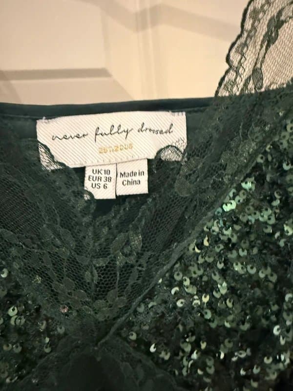 Never Fully Dressed Never fully dressed emerald sequin mimi dress size 10