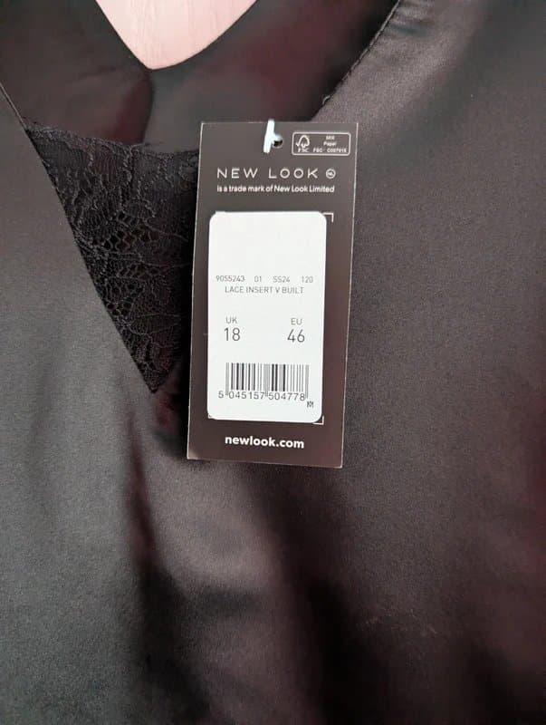 New Look New look black  satin vest top size 18