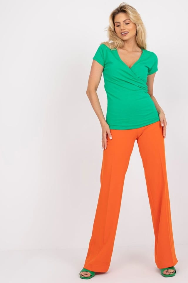 Love Lace Love Lace Women's Fitted Short Sleeve Envelope Neck Blouse Style 191765 in Green - 2