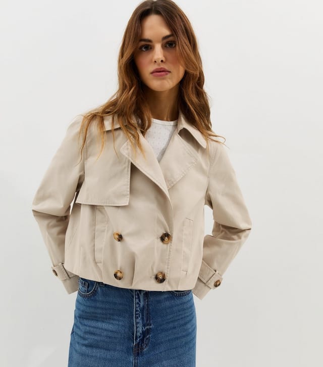 New Look Women's Stone Cropped Trench Mac Jacket New Look - 2