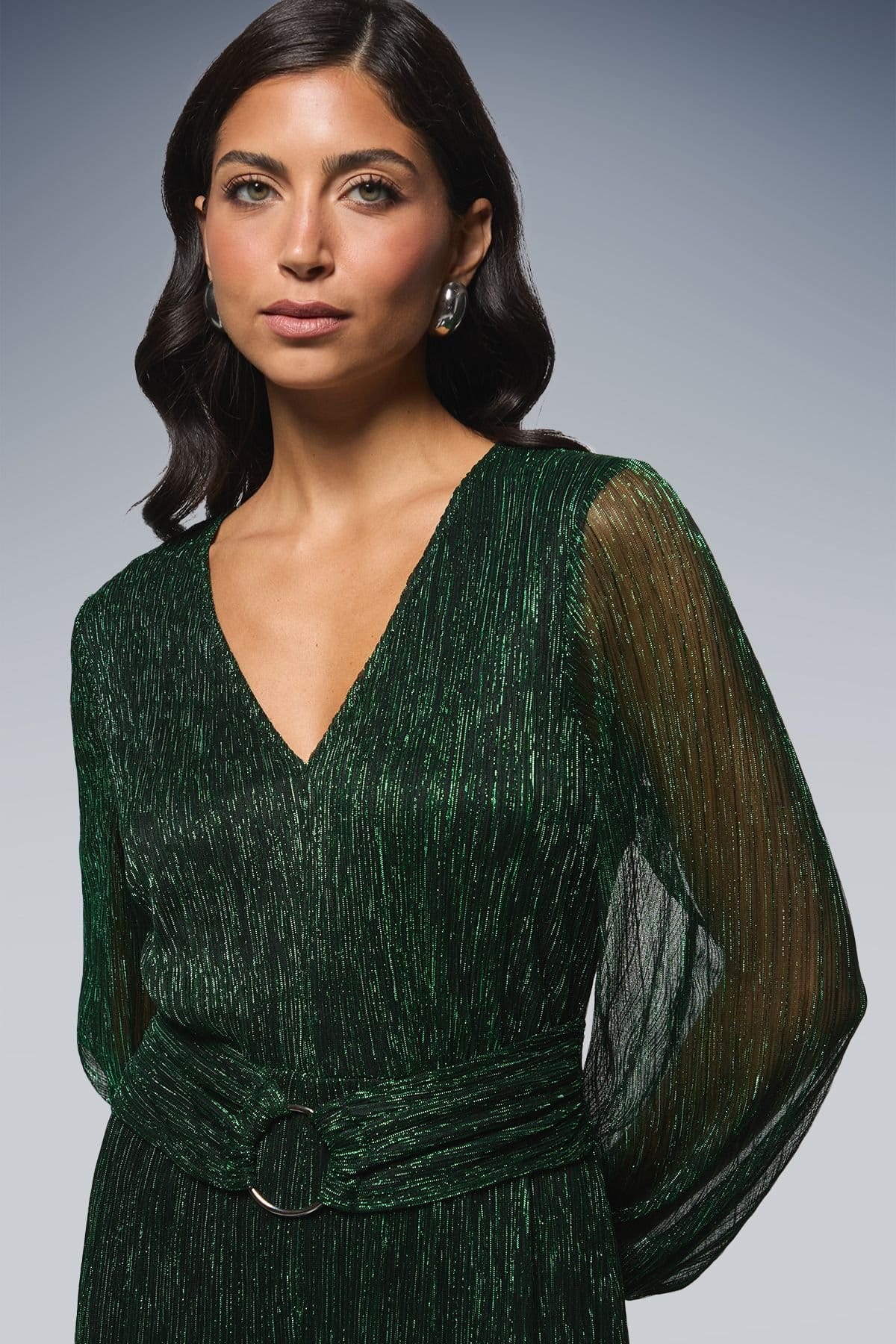 Wallis Wallis Women's Occasion Plisse Ring Jumpsuit in Forest - 4