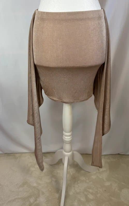 Missy Empire UK 14 Missy Empire Mocha Bandeau Co Ord Ruched Knot Mini Skirt Stretch Holiday Set