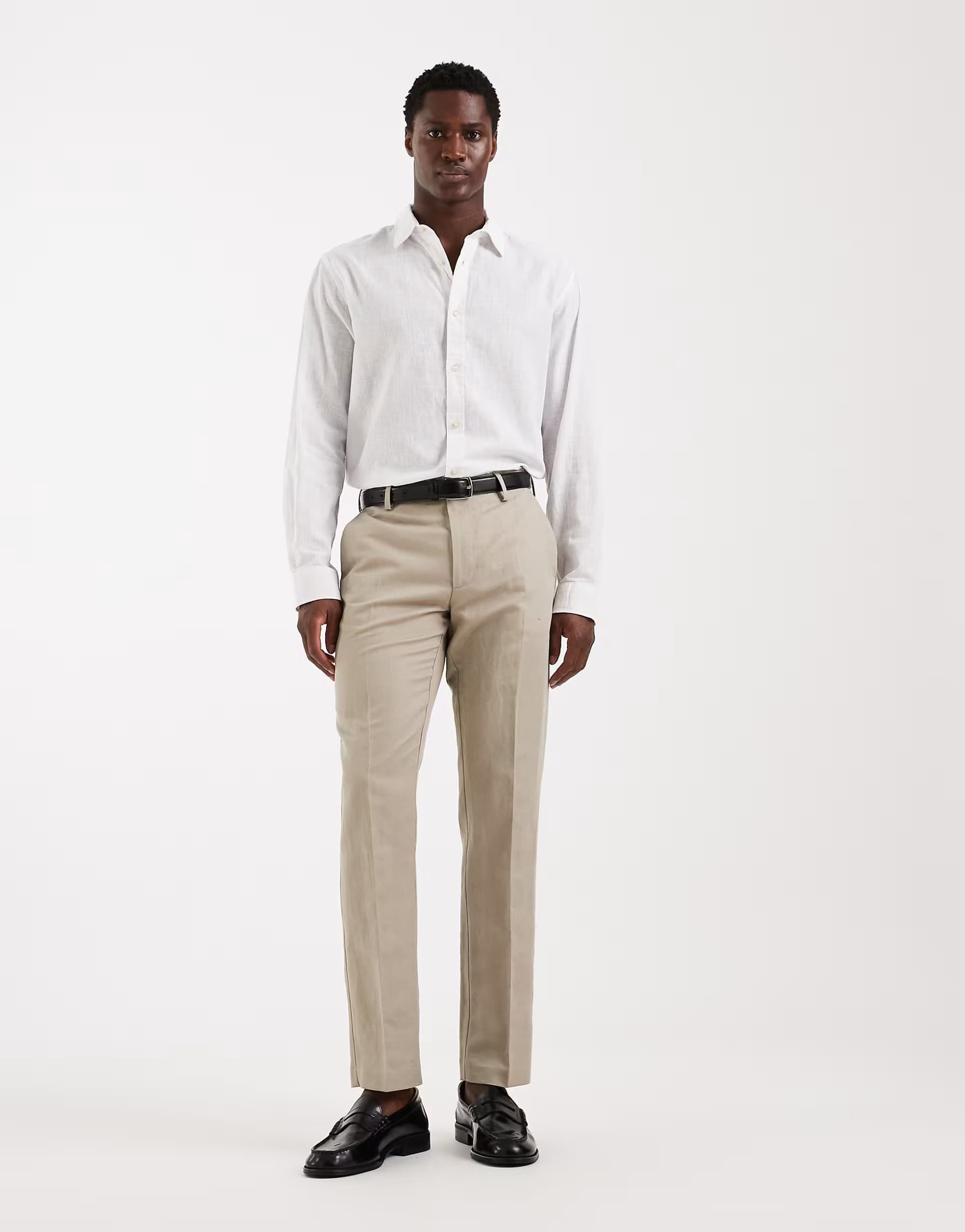 ASOS ASOS DESIGN mix & match linen rich slim suit trousers in stone