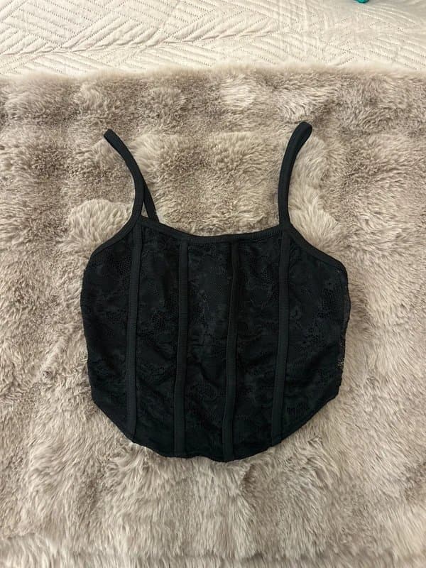 Bershka Bershka black lace corset style crop top
