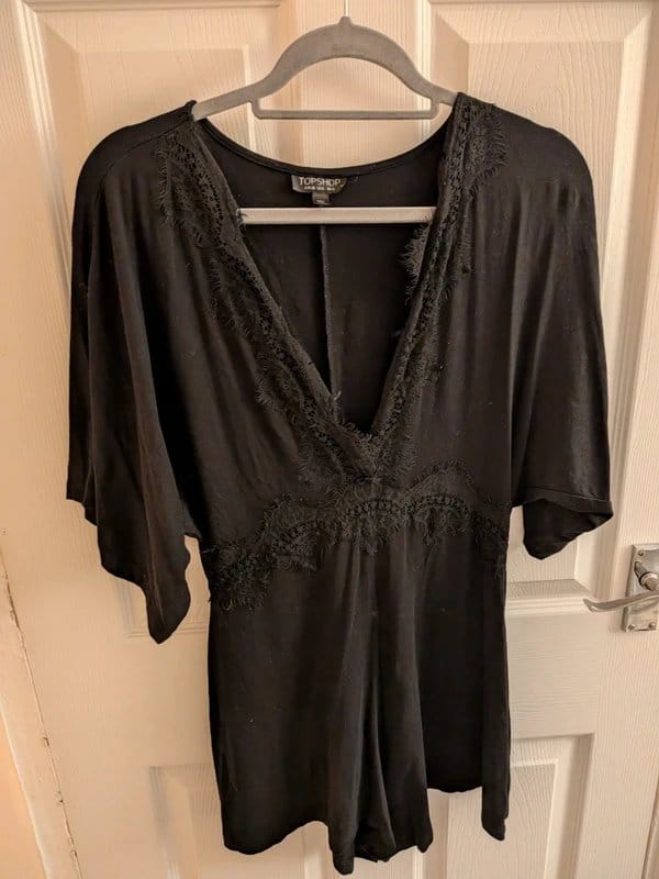 Topshop Black Lace-Detailed Jumpsuit