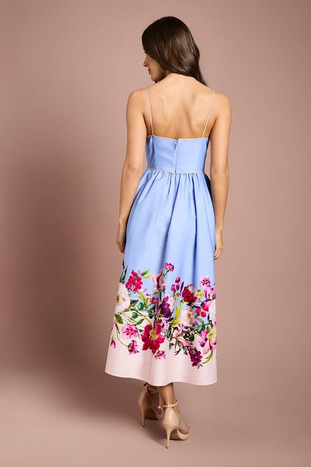 Coast Coast Women's Placement Print Cotton strappy Midi Dress in Blue - 3