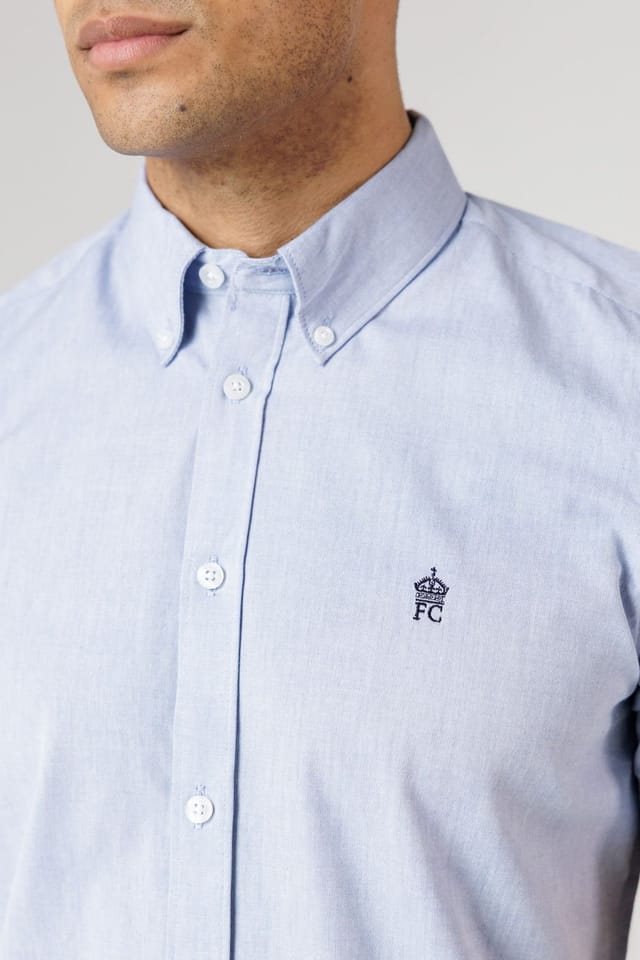 French Connection French Connection Men's Cotton Short Sleeve Oxford Shirt in Blue - 3