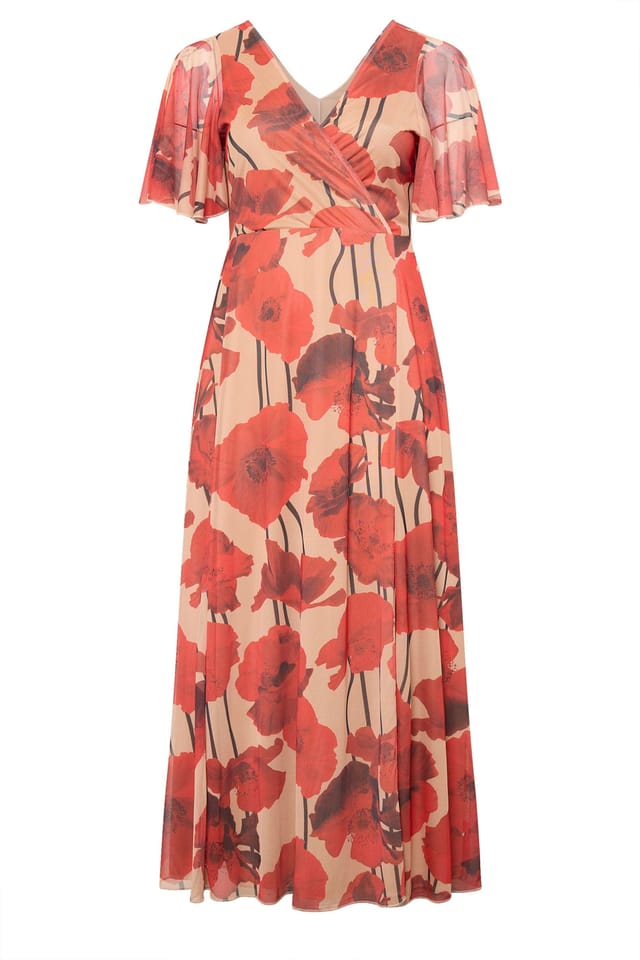 Yours Yours Women's Floral Abstract Mesh Maxi Dress - 2