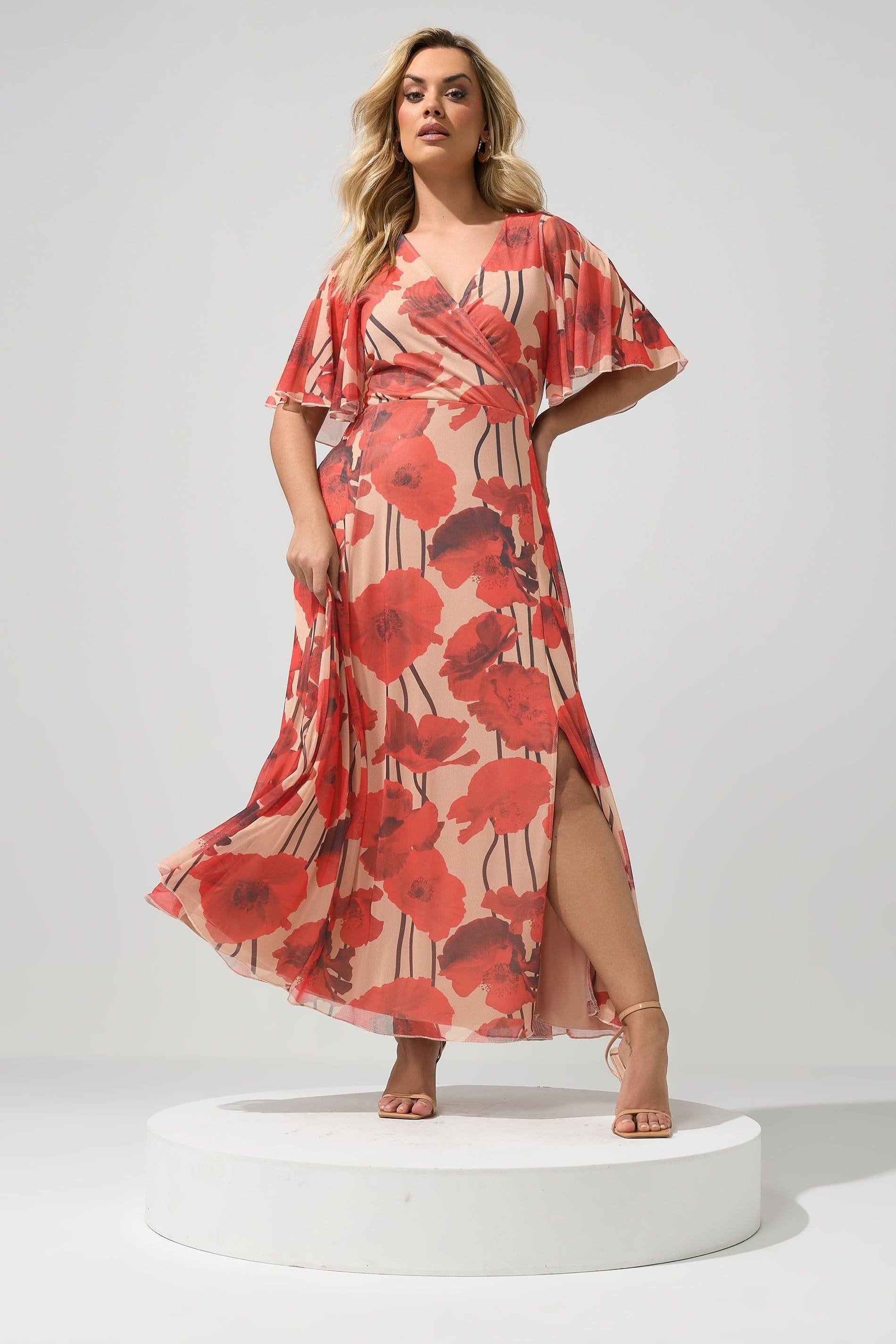 Yours Yours Women's Floral Abstract Mesh Maxi Dress - 4
