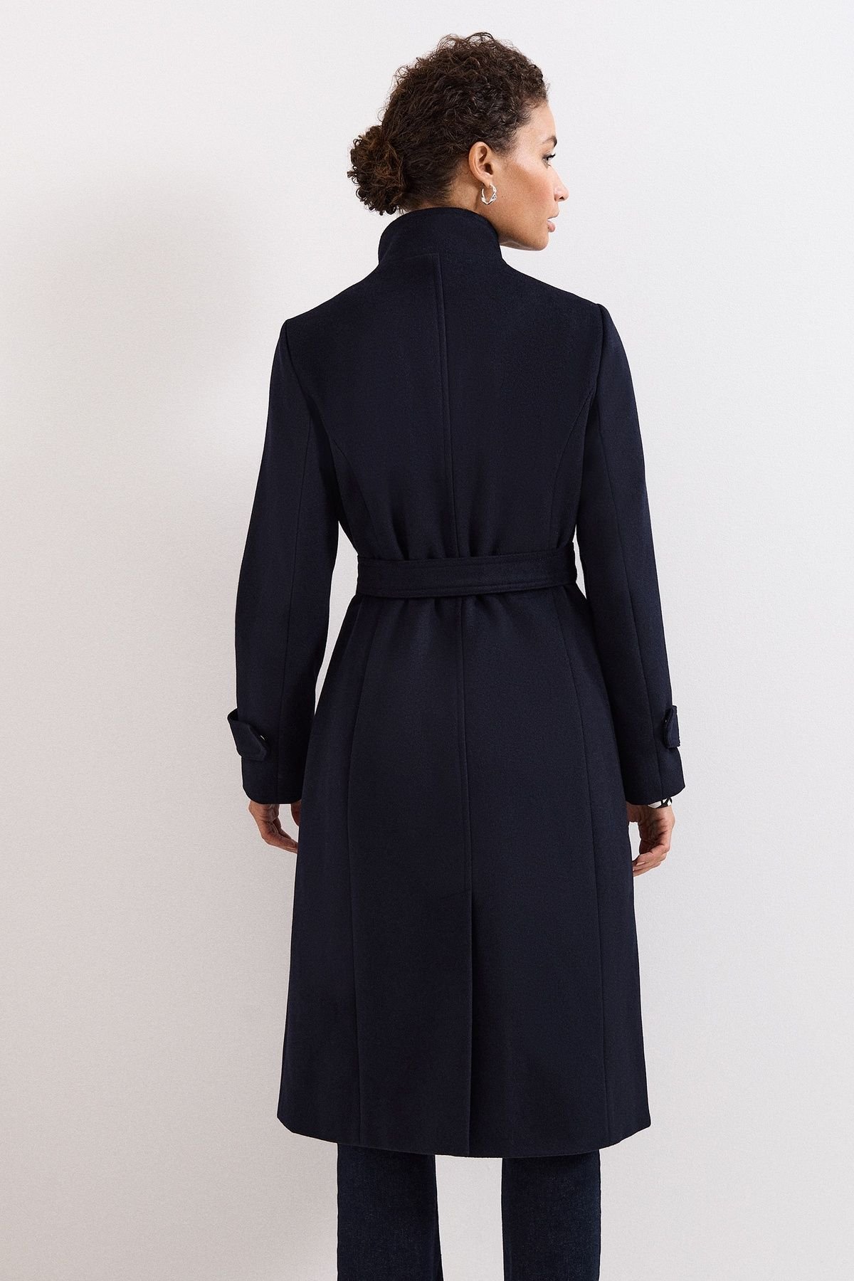 Phase Eight Phase Eight Women's Belted Funnel Collar Coat in Dark Navy - 4
