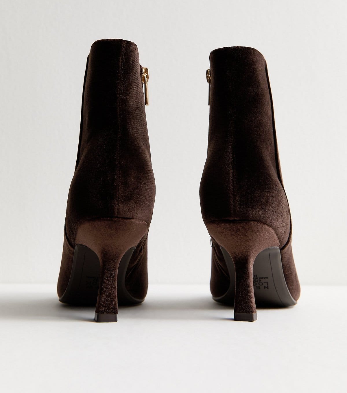 New Look Women's Brown Velvet Pointed Toe Stiletto Ankle Boots Vegan New Look - 4