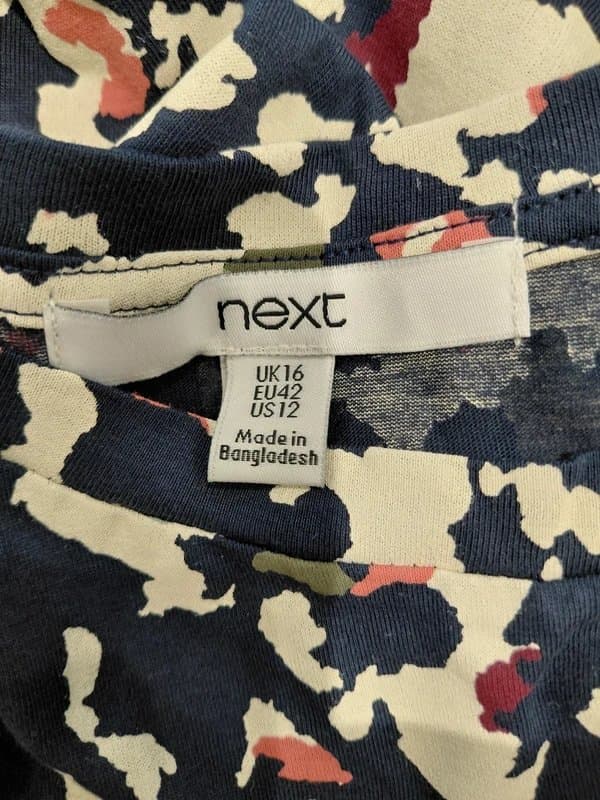 Next Next navy abstract print smock dress – UK 16