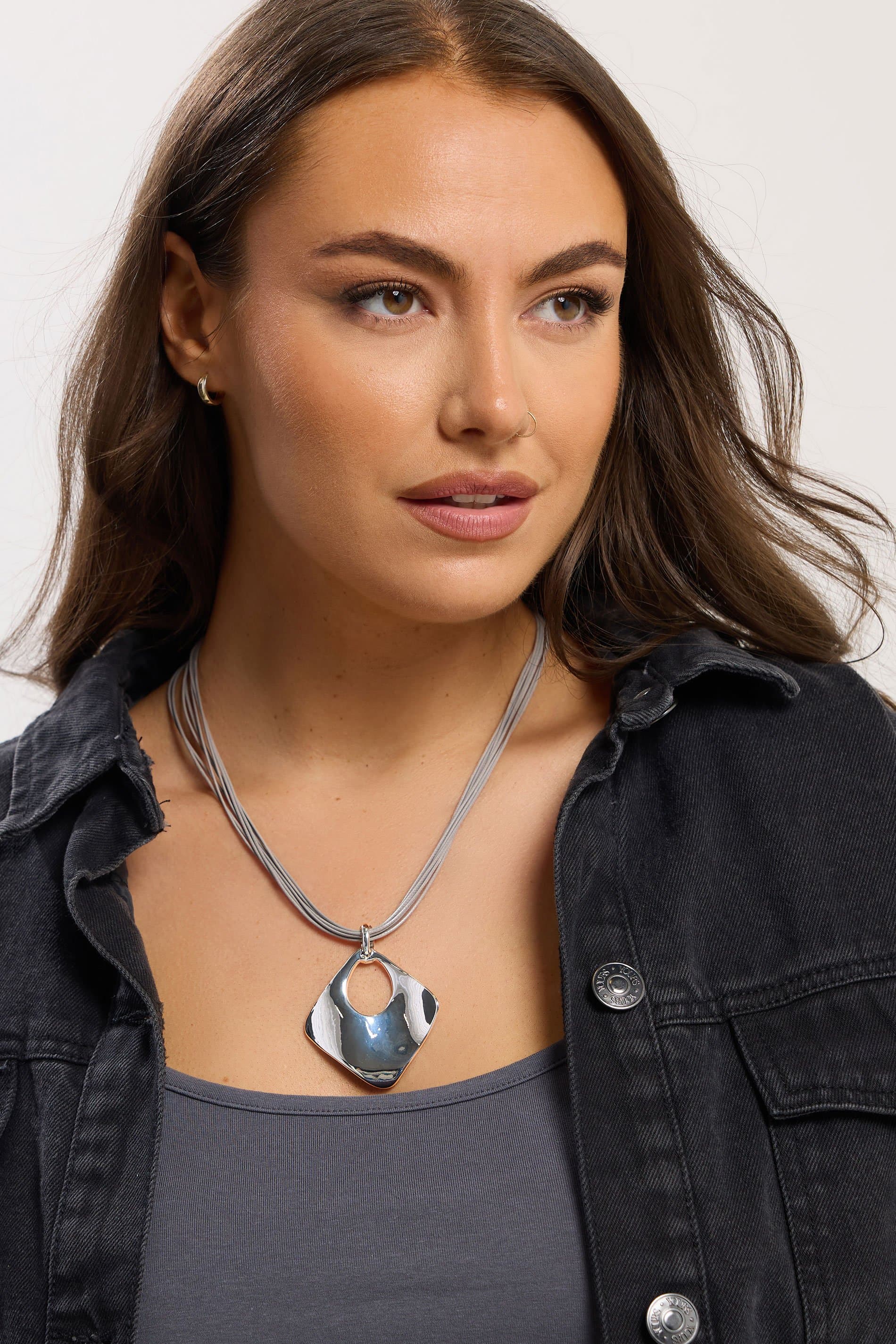 Yours Silver Tone Cord Pendant Necklace