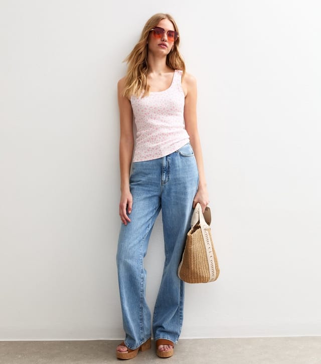 New Look Women's White Floral Print Scoop Neck Vest New Look - 3