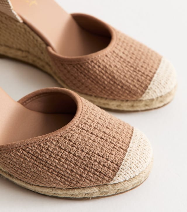 New Look Women's Light Pink Woven Ankle Tie Wedge Espadrilles Vegan New Look - 3