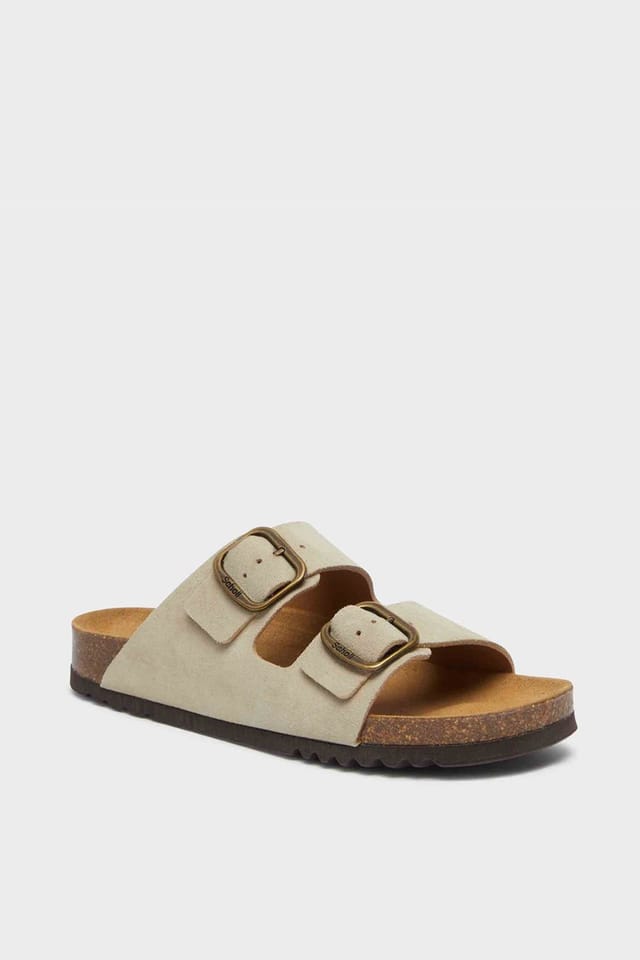 Scholl Scholl Women's Josephine Suede 2 Strap Sandal Beige - 2