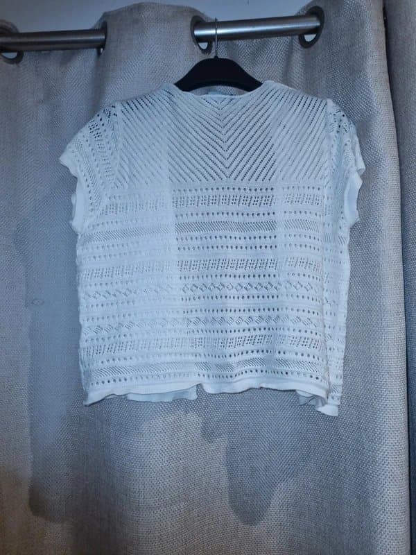 New Look Short sleeve cream crochet light summer cardigan size 10