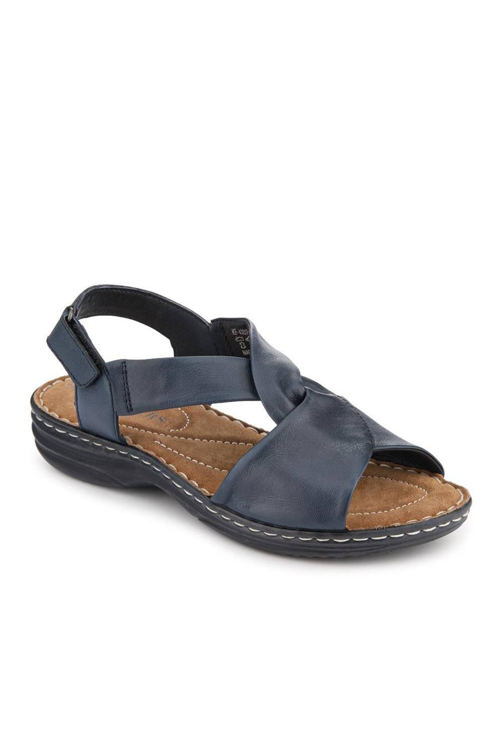 Pavers Pavers Women's Casual Leather Touch-Fasten Sandals in Navy - 3