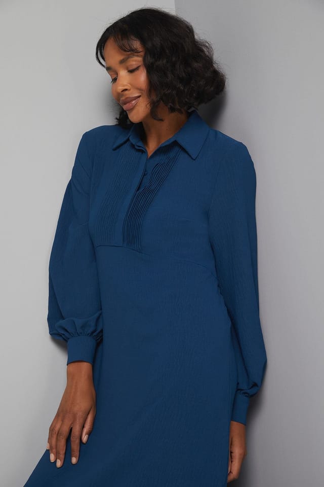 Wallis Wallis Women's Woven Pintuck Detail Trapeze Shirt Dress in Teal - 2