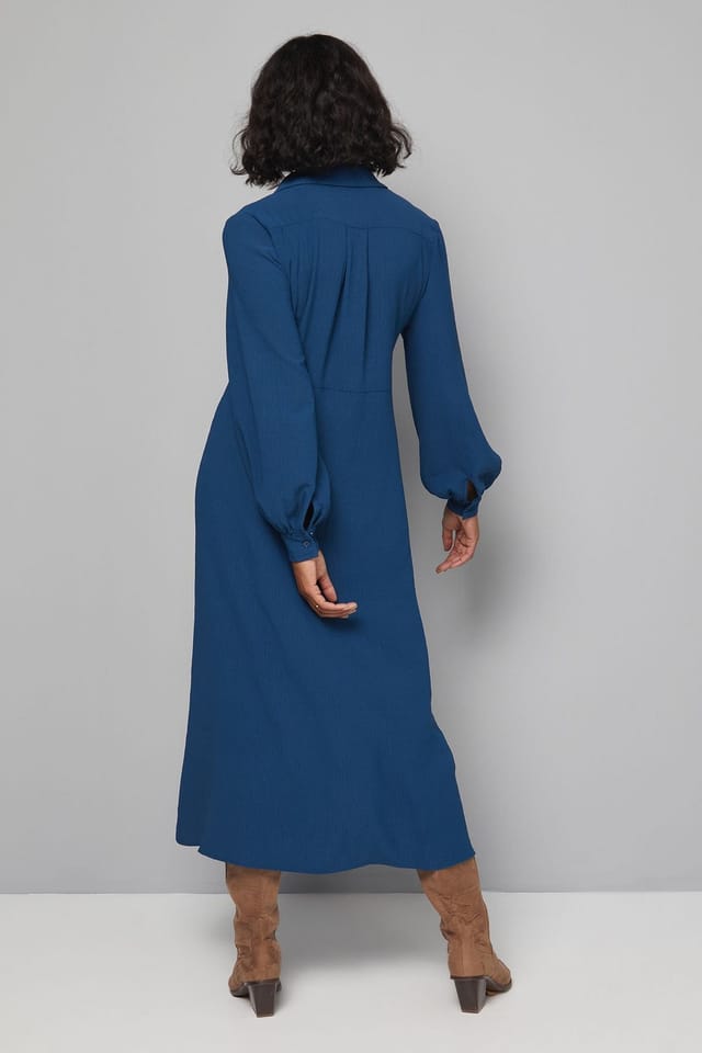 Wallis Wallis Women's Woven Pintuck Detail Trapeze Shirt Dress in Teal - 3