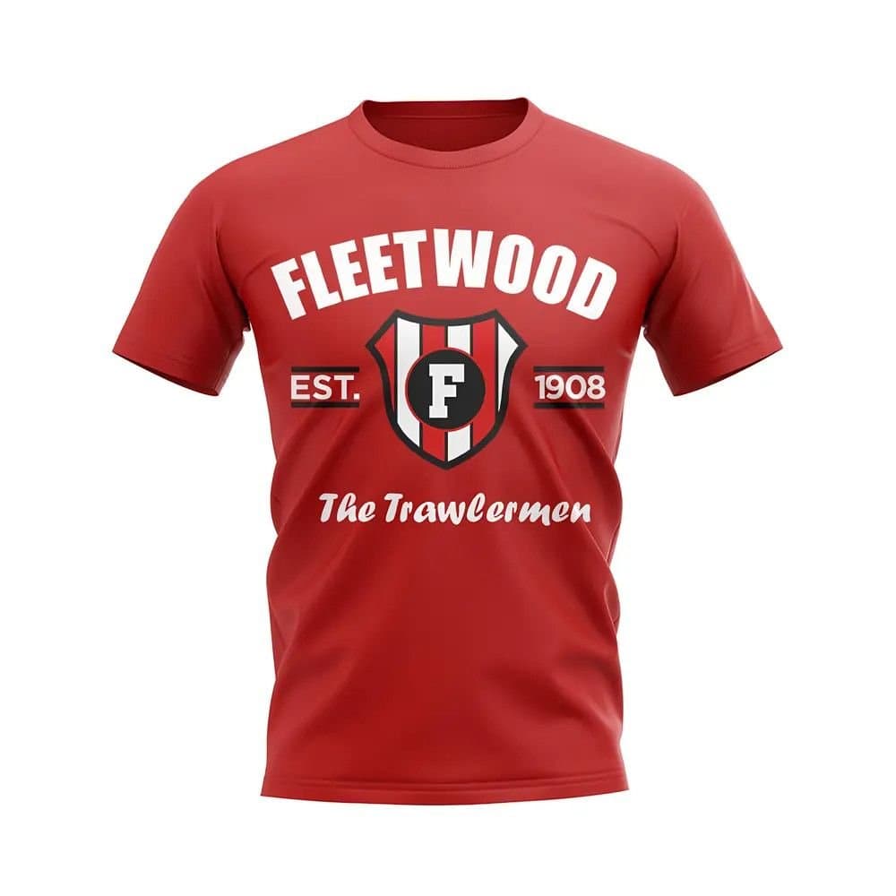 Fleetwood Town Fleetwood Town Men's Personalised Fleetwood Established Football T-Shirt in Red