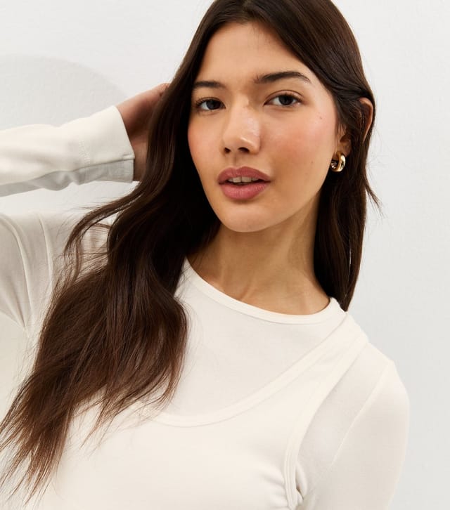 New Look Women's Off White Layered Long Sleeve Top New Look - 2