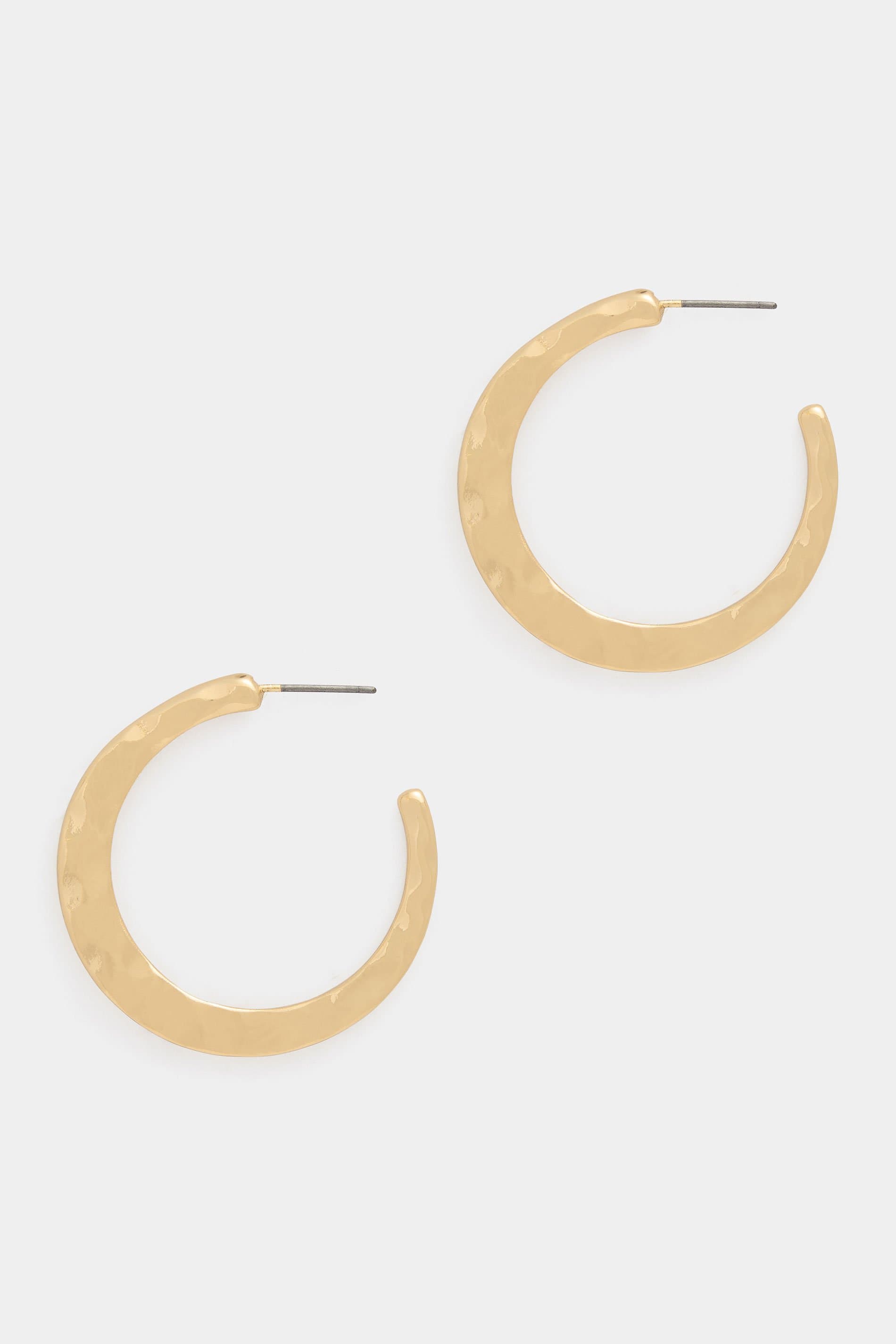 Yours Gold Tone Hammered Polished Hoop Earrings