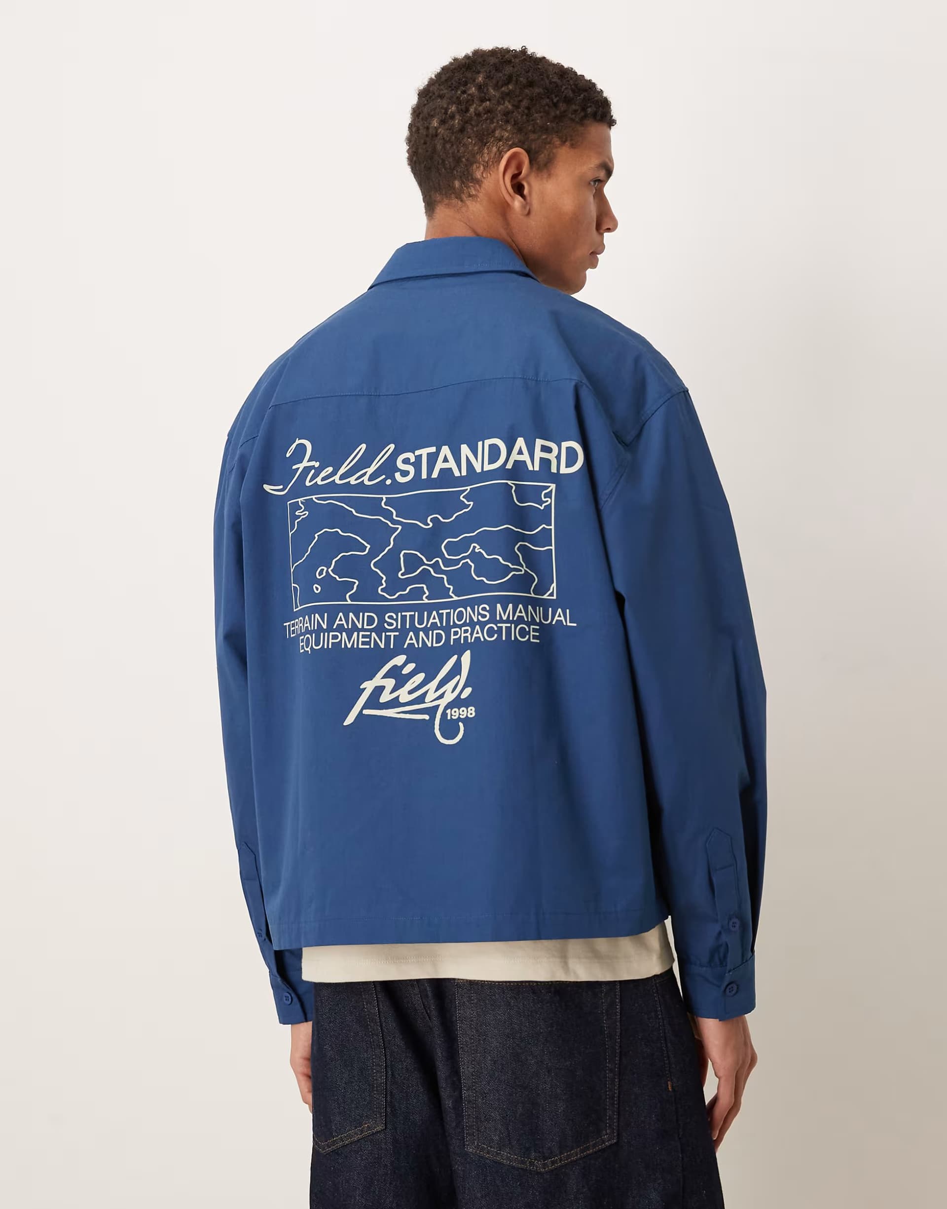 ASOS ASOS DEISGN boxy oversized shirt with text print in blue