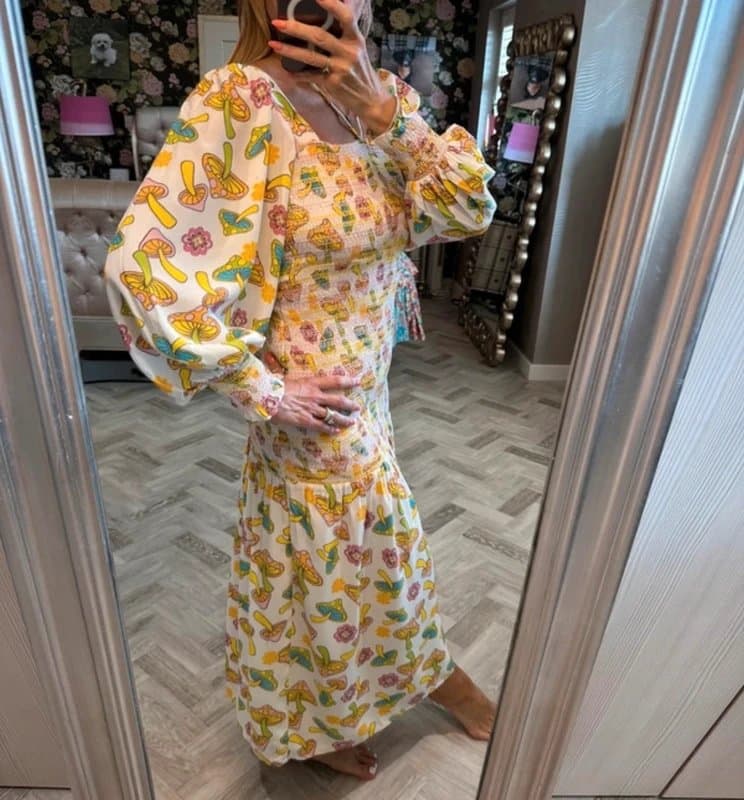 Never Fully Dressed Cute Never Fully Dressed mushroom dress with elasticated bodice and balloon sleeves size M