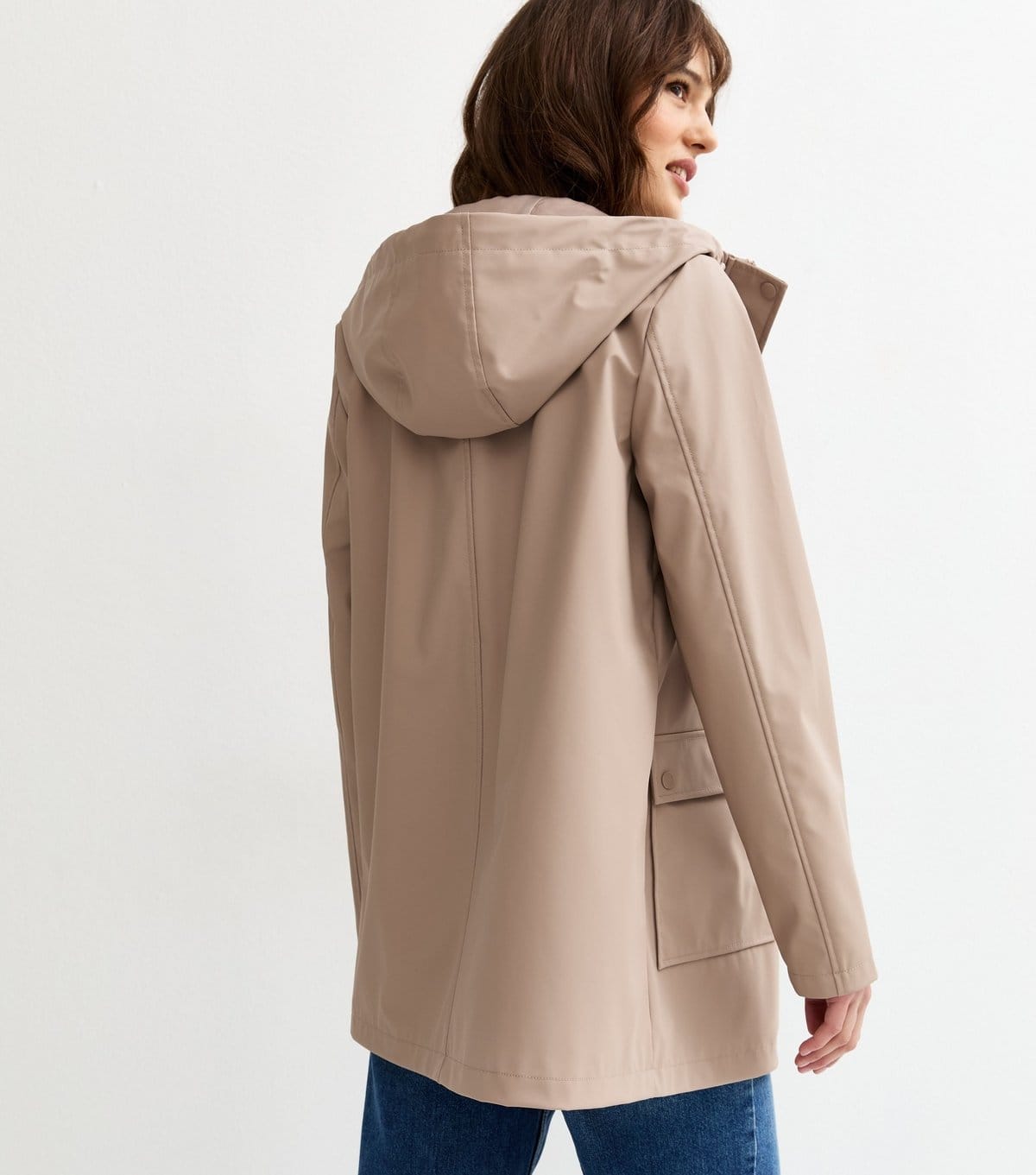 New Look Women's Tall Mink Water Resistant Drawstring Hood Rain Anorak New Look - 4