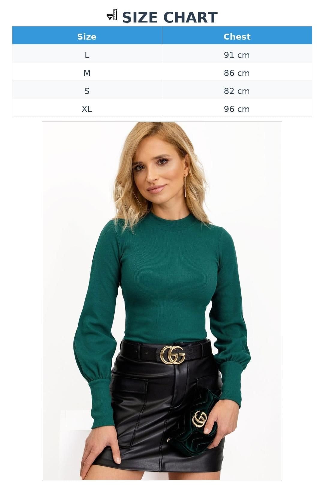 Love Lace Love Lace Women's Long Sleeve Ribbed Blouse with Wide Cuffs Style 168204 in Green - 4