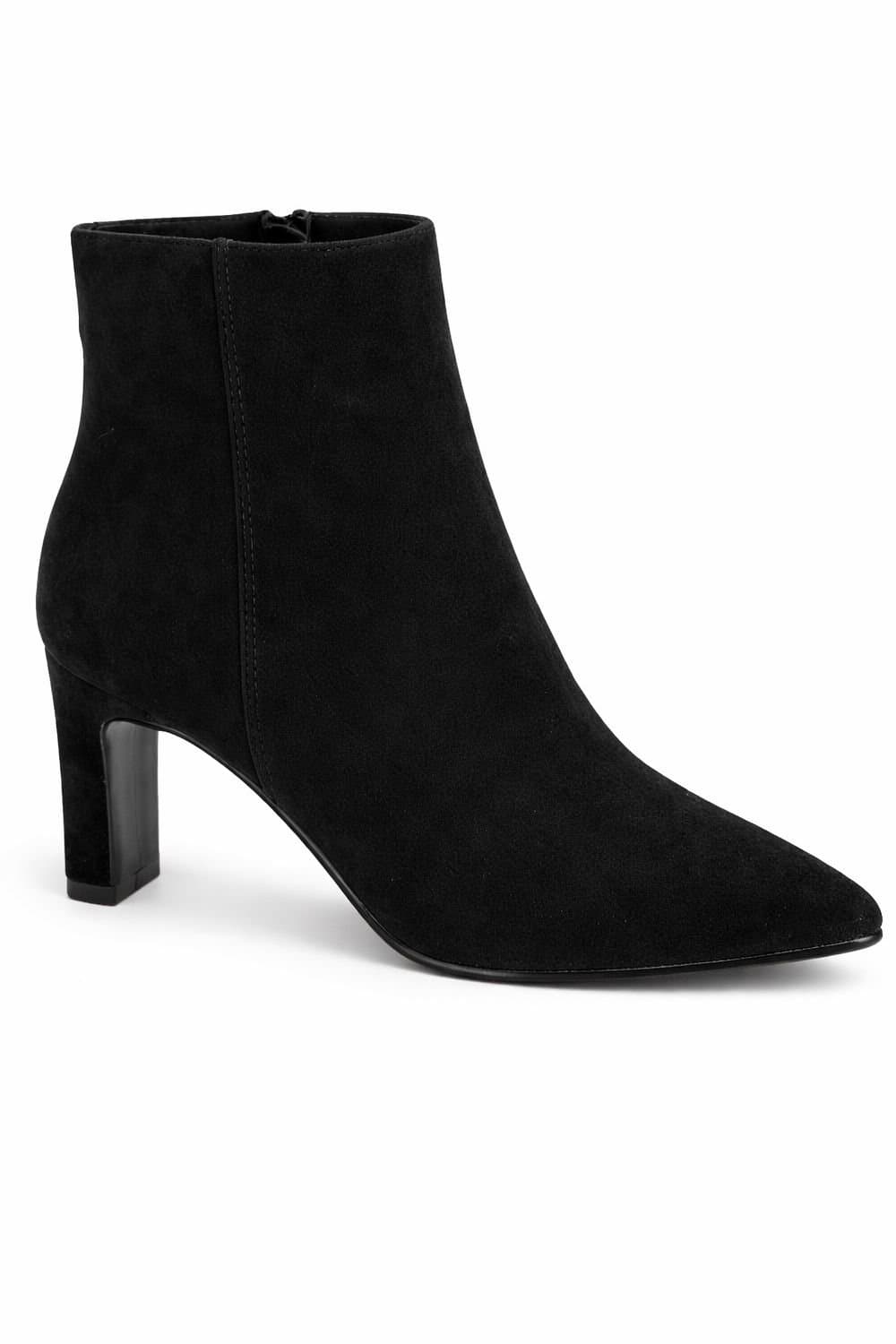 Spot On Spot On Black Suede Pointed Toe Ankle Boots