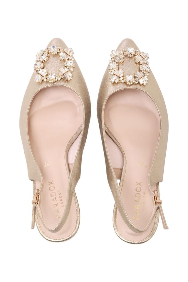 Paradox London Paradox London Women's 'Floris' Wide Fit Mid Block Heel Slingback in Gold - 3