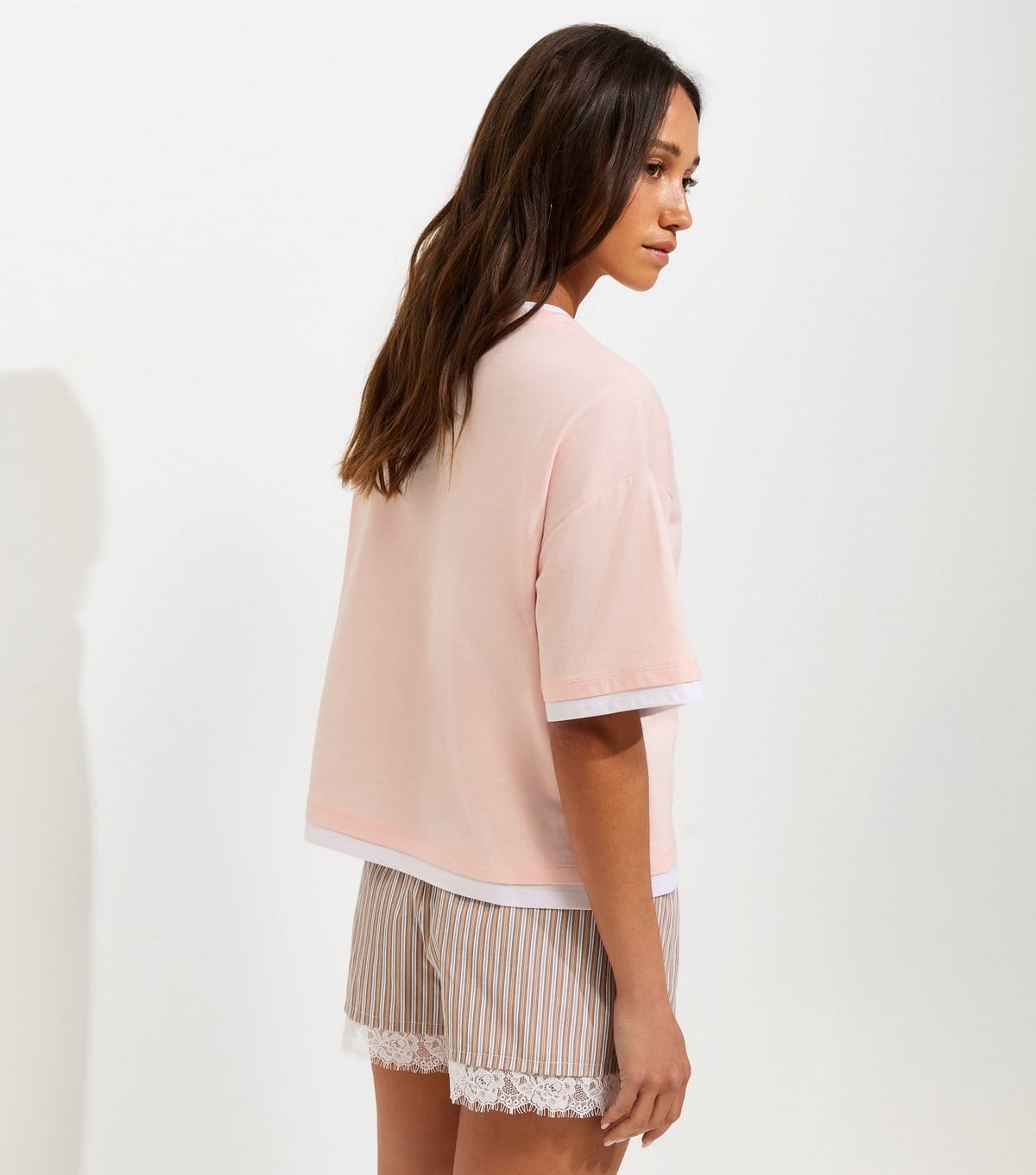 New Look Women's Light Pink 2-in-1 Short Sleeve Boxy T-Shirt New Look - 4