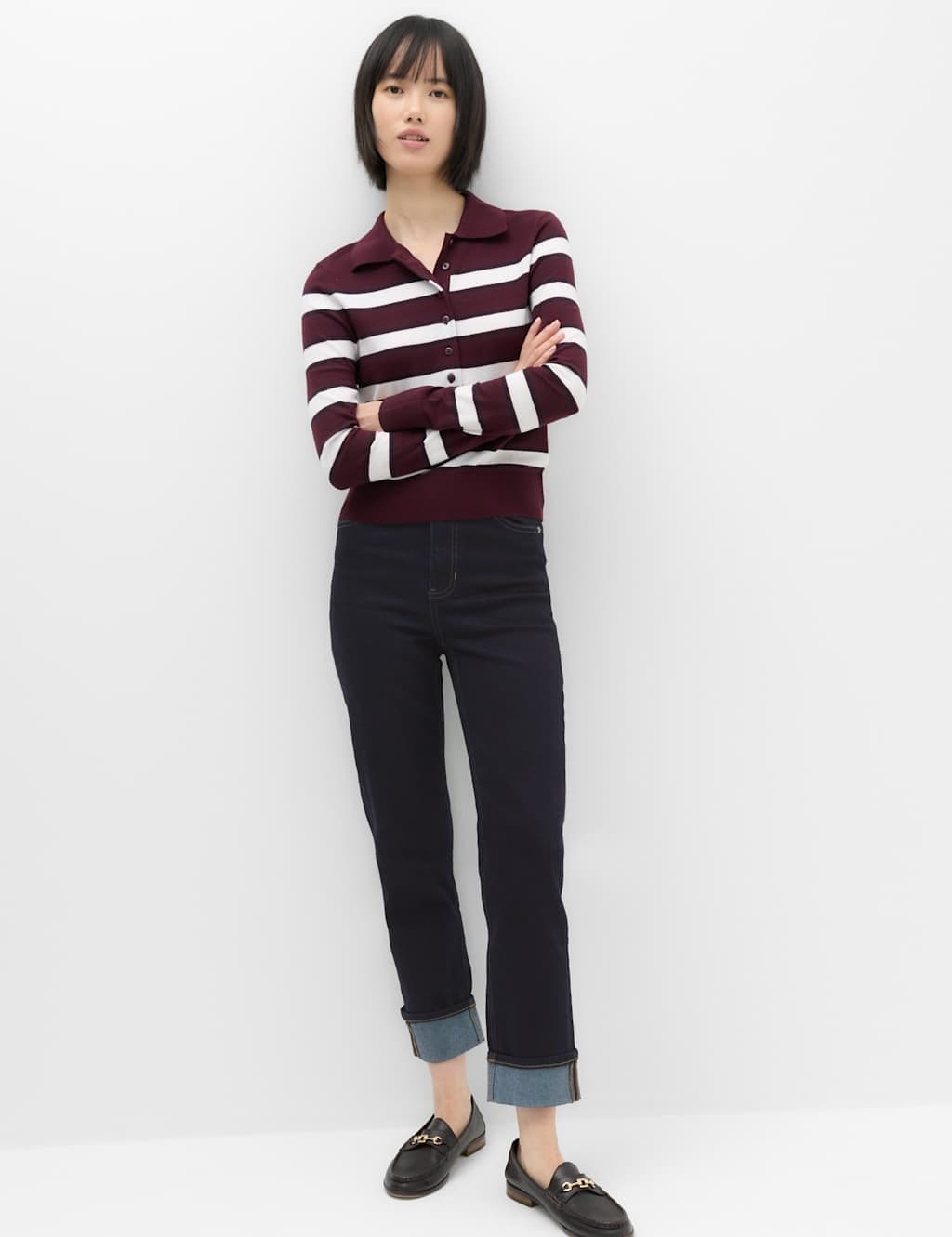 Marks & Spencer M&S Harper High Waisted Cigarette Cropped Jeans Indigo Mix