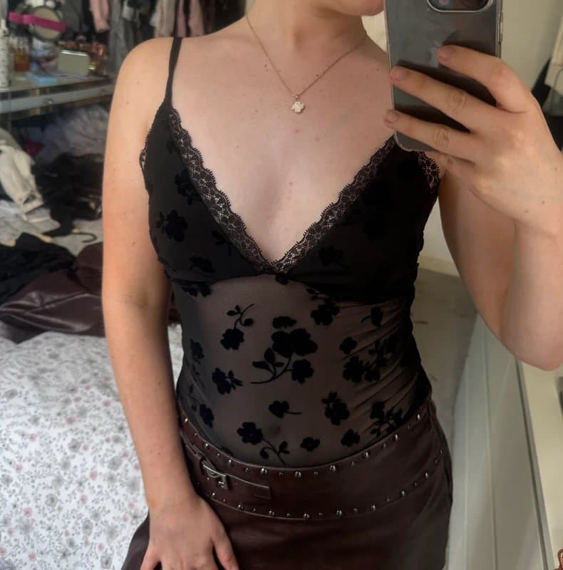 ASOS Black lace mesh top