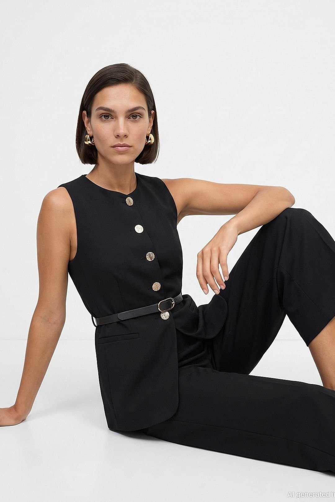 Dilvin Dilvin Women's Waistcoat in Black