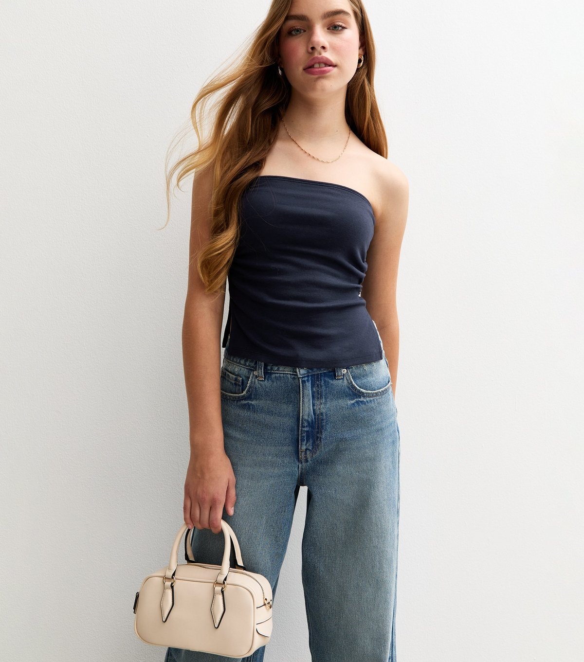 New Look Girls' Navy Ruched Side Bandeau Top New Look - 1