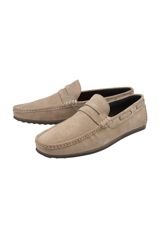 Frank Wright Frank Wright Men's Suede 'Duggan' Penny Loafers in Stone - 2