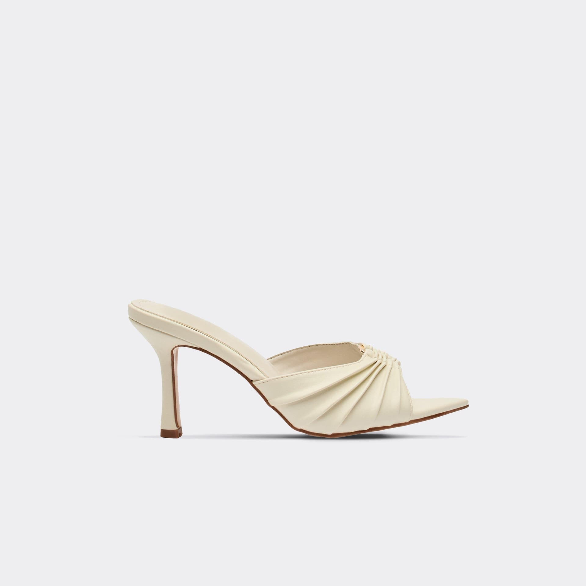 EGO EGO White Faux Leather Strappy Pointed Toe Heeled Mules