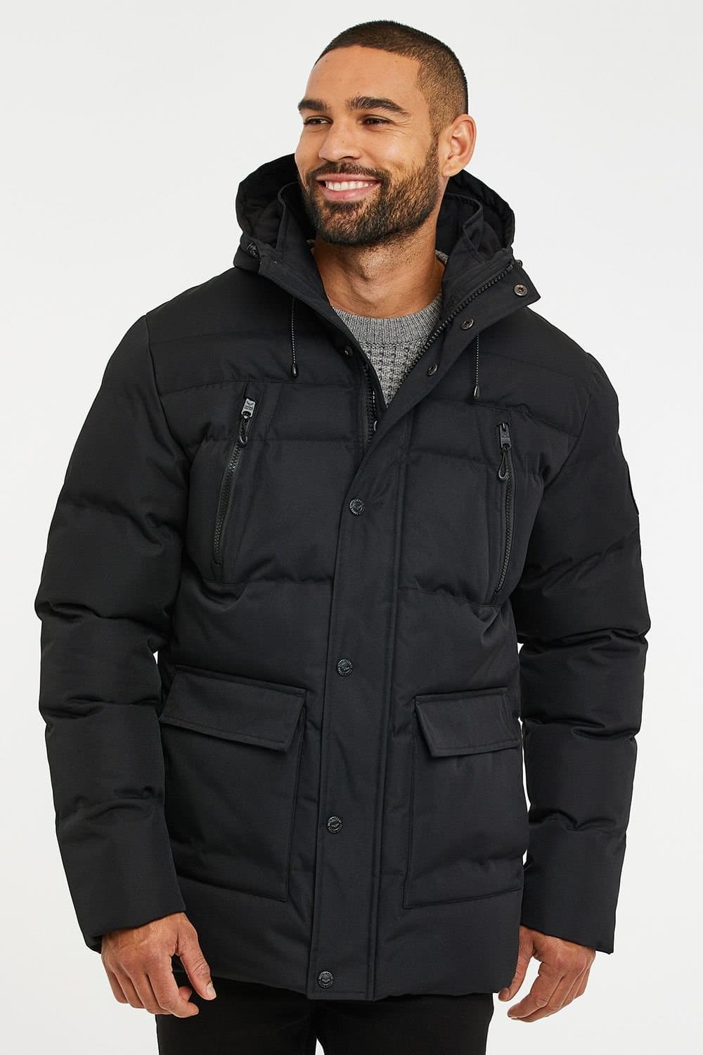 Threadbare Threadbare Men's 'Jackton' Showerproof Hooded Padded Jacket in Black
