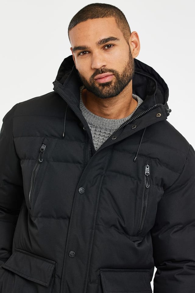 Threadbare Threadbare Men's 'Jackton' Showerproof Hooded Padded Jacket in Black - 3