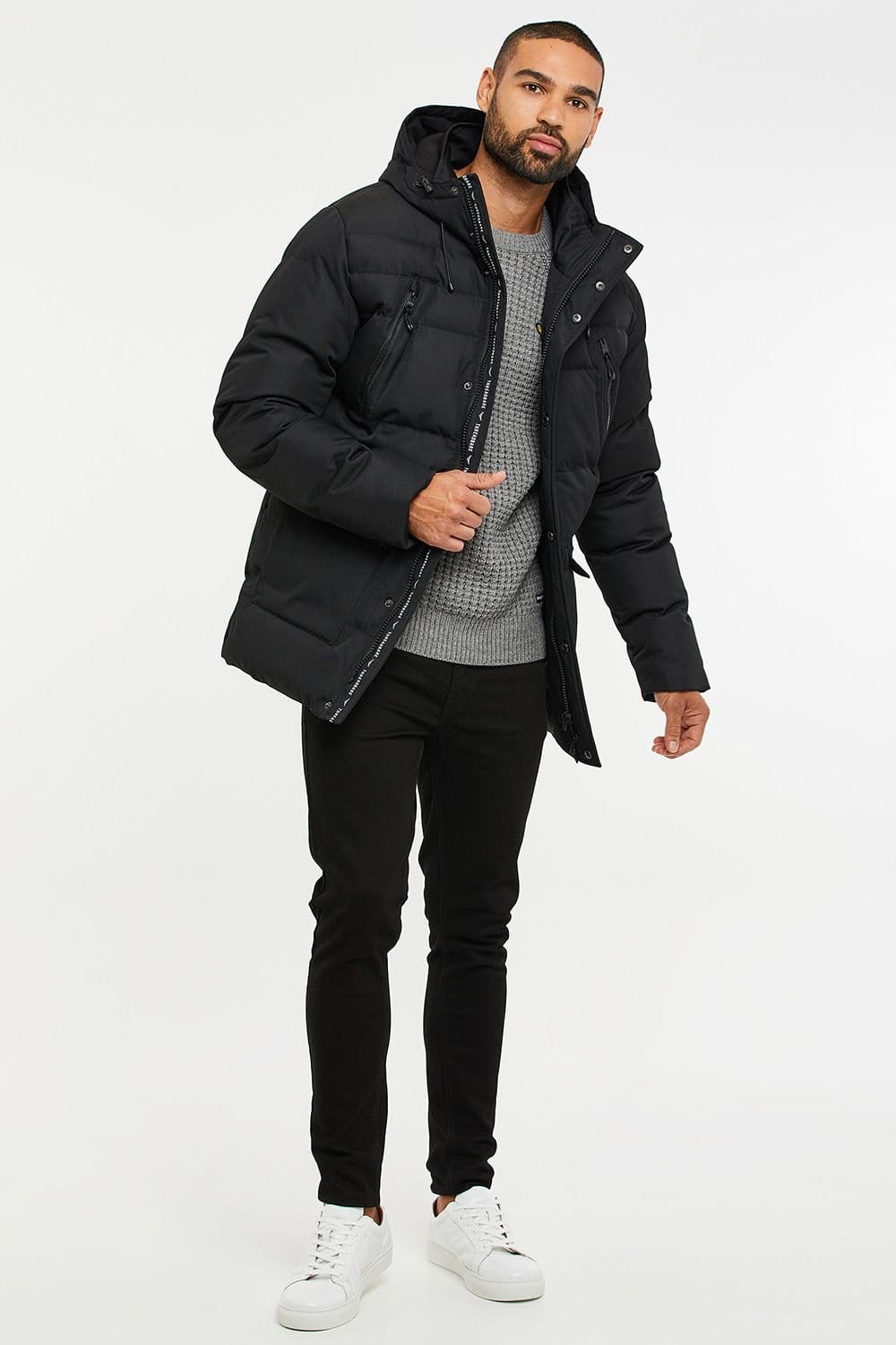 Threadbare Threadbare Men's 'Jackton' Showerproof Hooded Padded Jacket in Black - 4