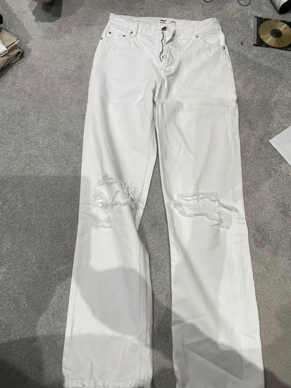 Bershka White High Waist Straight Denim Jeans