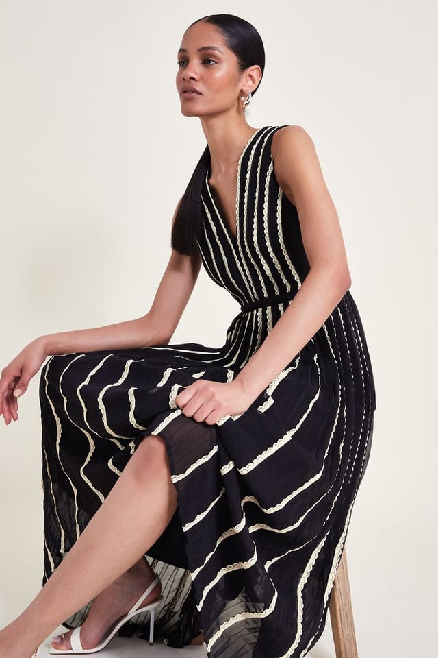 Monsoon Monsoon Women's Harper Monochrome Dress Black - 3